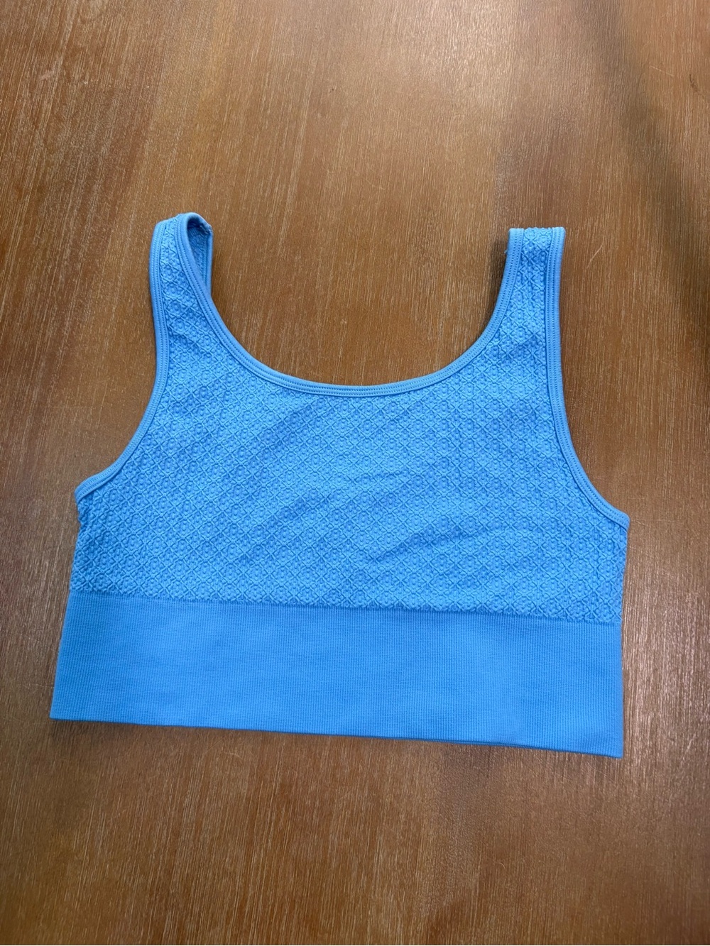 Yogalicious Bright Blue Lace-Texture Crop Bralette